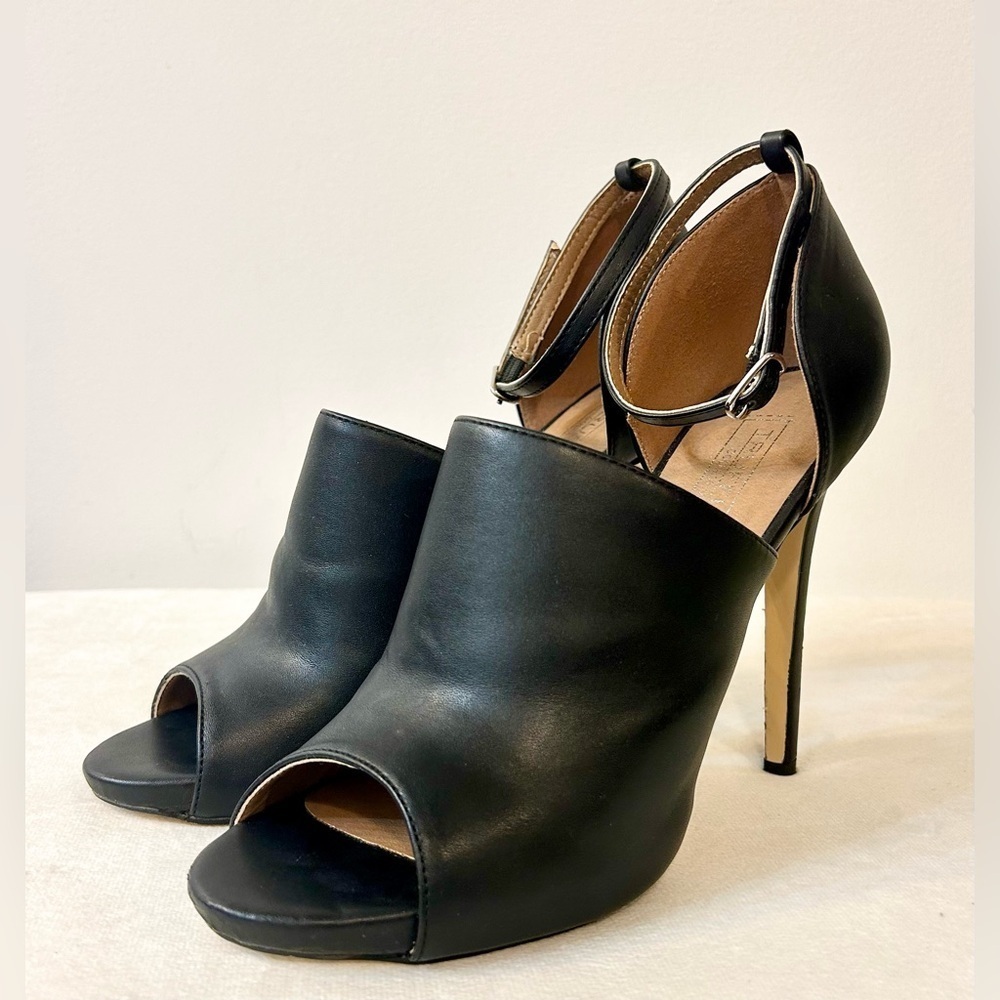 ASOS Truffle Collection Black Peep Toe Ankle Strap Booties Size 9